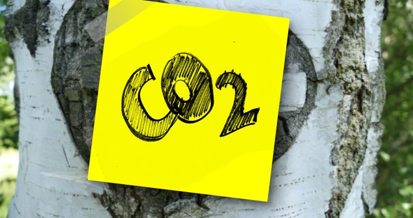 Schild mit Aufschrift CO2